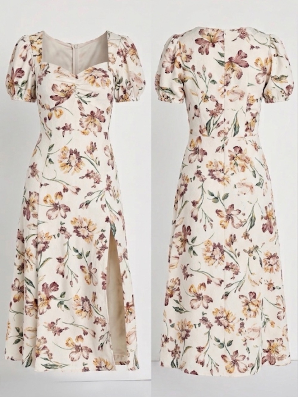 Lulus Parisian Picnic cream floral dress - Picture 1 of 6